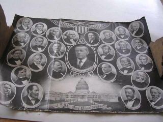 Vntg Ww I Lithograph 11 " X 14 " Poster 1918 E G Renesch " All Of Our Presidents "