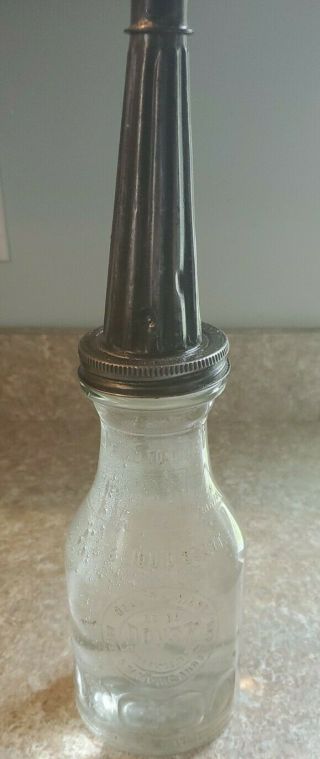 Vintage Dover No.  80 Glass Motor Oil Bottle With Spout 1 Quart