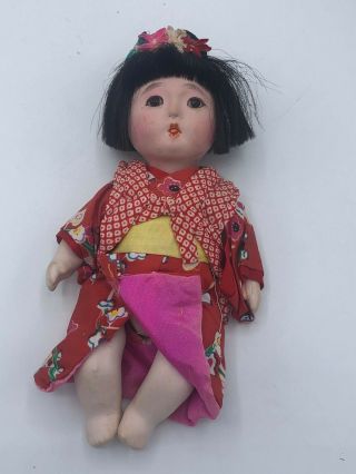 Vintage Ichimatsu Gofun Girl Doll Made In Japan 1950 