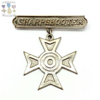 Wwii Us Marine Corps Sharpshooter Badge Pin - Back Gensco N.  Y.  Ww2