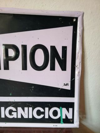 Vintage Mexican CHAMPION SPARK PLUG tin metal Sign Store Advertising from 80 ' s 2