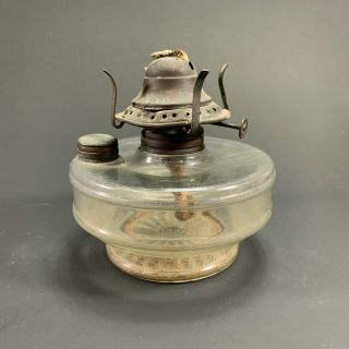 Antique Pressed Glass " Victor " E.  Miller Usa Oil Lamp Kerosene Shallow Font Tank