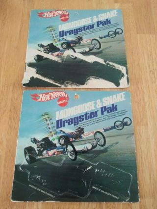 2 Mongoose & Snake Dragster Pak Cards Redline Hot Wheels Era