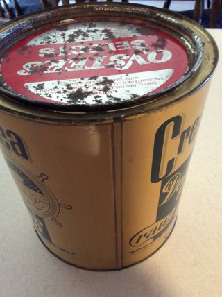 Vintage Cream O ' Sea Brand Oysters Tin One Gallon Can 2