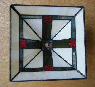 Tiffany - Style Mission Craftsman Arts&crafts Stained Slag Glass Lamp Shade Square