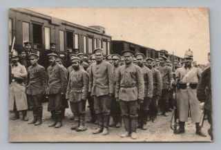 Ww1 German Real Photo Rppc Postcard Russian Pow Soldiers / Prisoner Of War Patch