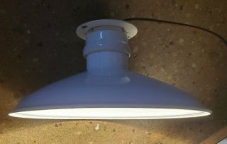 Vintage 12” White Porcelain Enamel Barn Gas Station Lamp Shade & Fitting