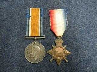 Wwi British Medal Pair - War Medal & 1914 - 15 Star - Private J.  Oliver Worcestershire