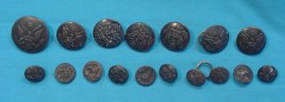Group Of Us Army 1910 Style Rimless Uniform Buttons