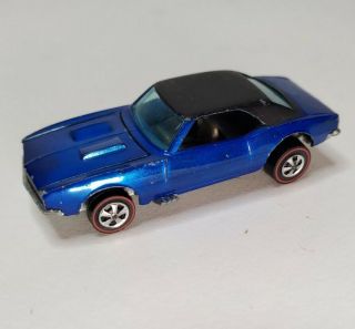 1967 Hot Wheels Redlines Custom Camaro Blue Black Top Hk Gray Interior