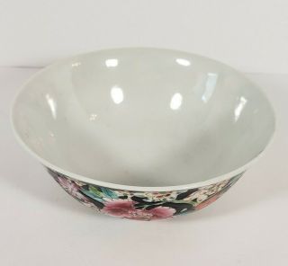 Vintage Chinese Black Floral Bowl Dish 4.  75 