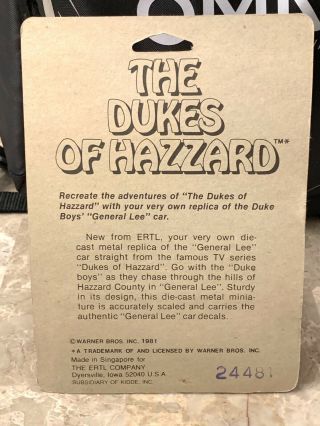 The Dukes of Hazzard Factory ERTL General Lee 1:64 1981 2