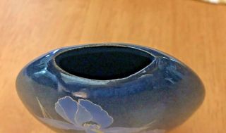 Vintage OTAGIRI Blue Bud VASE Purple and Gold IRIS Hand Crafted Ceramic Japan 3