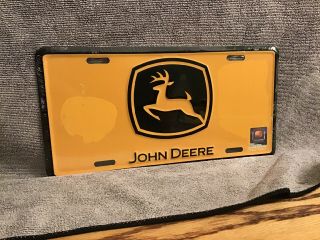Rare Discontinued John Deere Yellow License Plate Embossed