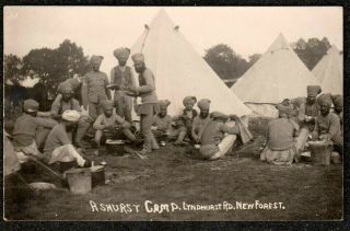 C1915 Ww1 A Shurst Camp Indian Regiment Lyndhurst Road Forest Rppc Postcard
