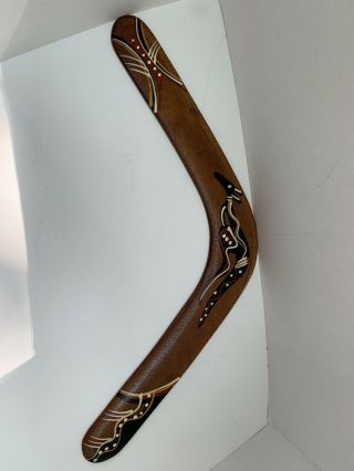 Australian Wood Boomerang Hand Painted Kangaroo Aboriginal Art
