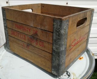 Vintage Sheffield Farms Sealtest - Milk Crate,  Wooden With Metal Corners 1957