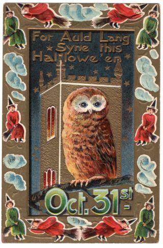 Gottschalk Dreyfuss & Davis Halloween Postcard Series 2279 - Owl