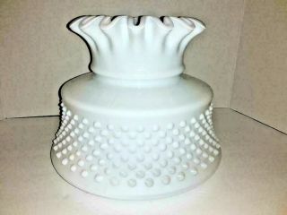 Vintage Hobnail Ruffle Top White Milk Glass Lamp Shade 8 " Tall 6 3/4 " Fitter