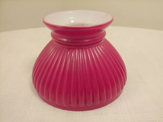 Vintage Ruby Red Ribbed Glass Hurricane Parlor Student Lamp Shade 5 3/4 " Fitter