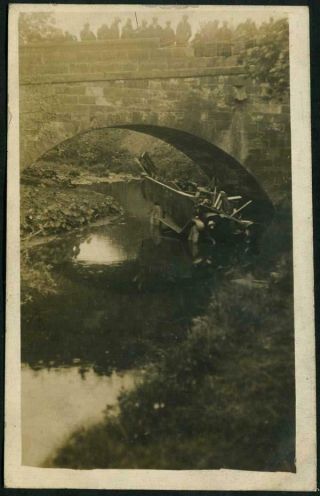 Real Photo Postcard Charabanc Motor Bus Crash Mill Bank Loftus Unposted 1927