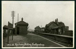 Real Photo Postcard Featherstone Railway Station Postally 1920