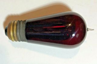 Antique Edison Mazda Light Bulb - Red,  Cage Filament,  Tip,  Edison Base,