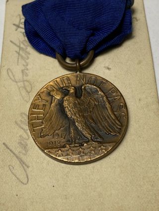 Ww1 Service Medal “they Did Not Pass” Presented By City Of Springfield Ma.