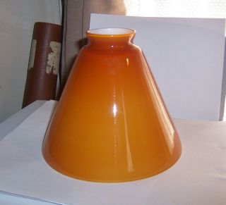Vintage Cone - Shape Cased Glass Lamp Shade Antique Pendant Light Amber On White