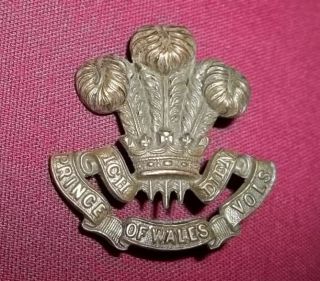 Ww I British Army Military Cap Badge Prince Of Wales Vols Ich Dien Variation? Qq