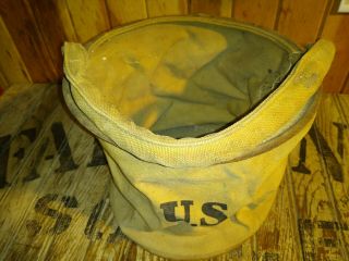 RARE WW1 US CAVALRY HORSE FEED BAG COLLAPSIBLE CANVAS.  1918 KEMPER THOMAS CO. 3