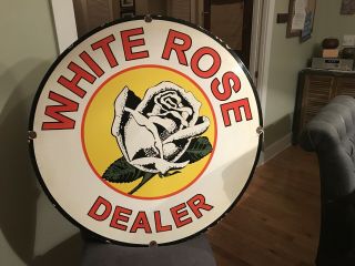 White Rose Gasoline Porcelain Sign