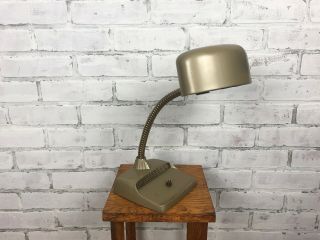 Vintage Industrial Gold Laboratory Portable Desk Lamp Gooseneck Mid - Century
