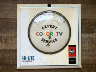 Vintage Rca Electron Tube Color Tv Expert Service Advertising Tin Thermometer