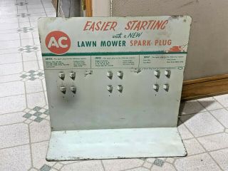 Vintage Ac Spark Plug Sign Display Rack Lawn Mower Spark Plug Ac Display
