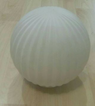 Vintage White Frosted Glass Globe Light Shade Cover Replacement - Ribbed - 6.  5 "