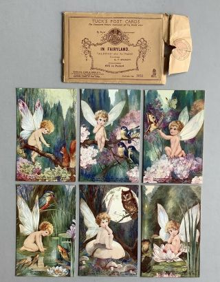 Tuck " In Fairyland " Postcards (6) Series 3032 Fred Spurgin Includes Sleeve