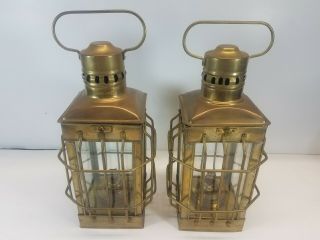 Vintage Antique Brass Lantern Caged Oil Lamps Nautical Ship Cargo Lights India