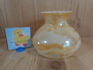 Vintage Hurricane Lamp Shade Amber White Marbled Glass 6.  5 " W Mid Century