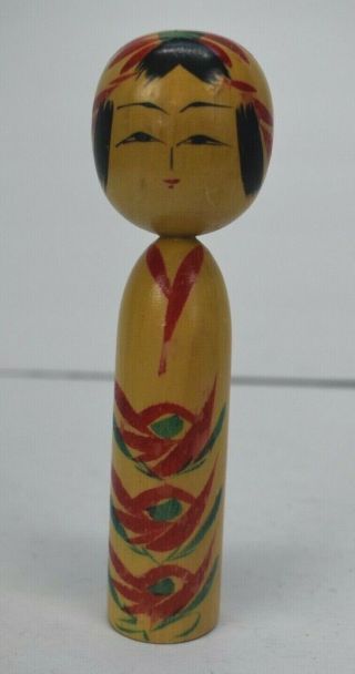 Vintage 6 " Japanese Kokeshi Wooden Doll Yamaha Signed Made In Japan