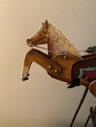 Folk Art Balancing Rocking Horse Cowboy and Indian Cast Iron Pendulum 3