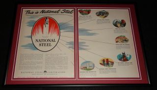 1951 National Steel Corporation Framed 12x18 Advertising Display