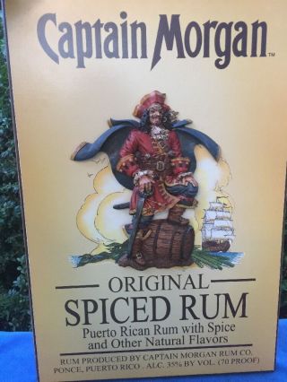 Vintage Captain Morgan Spiced Rum Nautical Pirate Ship Ocean Sea Wall Decor Art