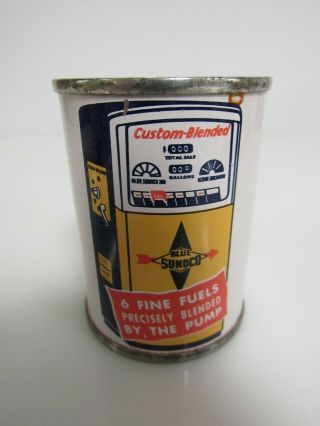 Vintage Blue Sunoco Motor Oil Can Coin Bank Sb081