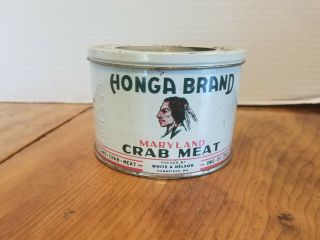 Honga Brand Maryland Crab Meat Tin Can 1 Pound White & Nelson Cambridge Md