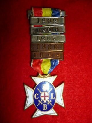 The Church Lads Brigade Pre Ww1 Medal With (5) Clasps 1904 - 1909