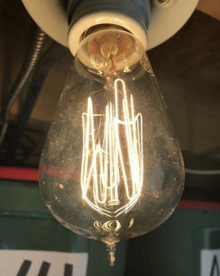 Antique Edison Style National Mazda Ge Carbon Filament Light Bulb Five Loop