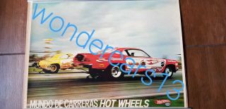 Vintage Poster Hot Wheels Red Line Cipsa Made In Mexico Very Rare