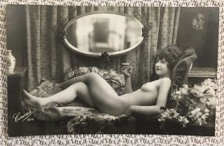 French Old Nude Women Photo Postcard 1920s Risque Nude Corona 164 Smokes