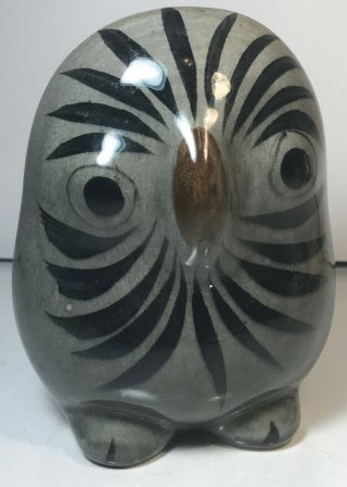 Vintage 4 5/8 " Ceramic Hand Painted Tonala Owl Figure Folk Art Marked Mexico